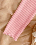 Tween Girls Ribbed V-Neck Ruffle Trim Button Front Cardigan