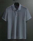 Men’s Grey Colour Half Sleeve Casual Textured Polo Shirt – Summer