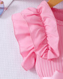 Young Girls Pink Cap Sleeve Mesh Dress