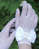 1 Pair Children's Pink Lace Hollow Bow Princess Gloves (4 Colours)