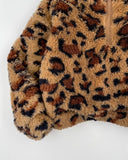 Baby Girl Leopard Print Fuzzy Sweatshirt & Elastic Waist Long Pants Set