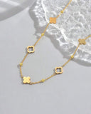 Lucky Clover, Beaded Chain Flour-Leaf Flower Design Necklace