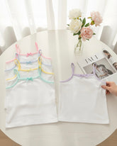 5PCS Girls Multicolour Spaghetti Strap White Camisole Set – Soft Milk Silk Comfort