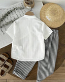 Young Boys 2-Piece Shirt & Black Striped Pants Set