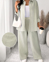 Women’s Striped Pattern Loose Casual 2pcs Set