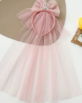 1pc Kids Deep Pink Bridal Hair Band With Crown Decor