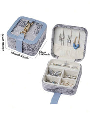 French Style Elegant Floral Leather Jewelry Box – Pink/Blue