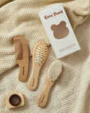 3-Piece Baby Grooming & Care Set – Wooden Wool Brush & Comb