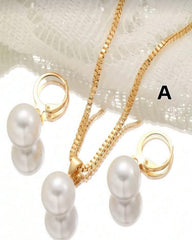 3Pcs High Quality Jewelry Set – Faux Pearl Necklace & Earrings