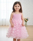 Girls 3D Pink Butterfly Embroidery Tulle Princess Dress