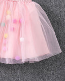 Girls Pink 3D Unicorn Cap Sleeve T-Shirt & Mesh Skirt 2-Piece Set