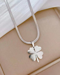 Silver Four-Leaf Clover Pendant Necklace