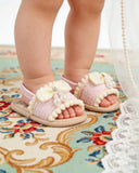 Girls’ Bow Buckle Canvas Sandals (Beige and Pink)