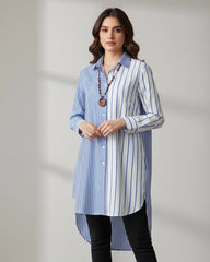 Plus Size Women Striped Full Sleeve Loose Shirt - Fall