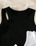 4pc Baby Girl Summer Outfit Set – B&W Tank Tops