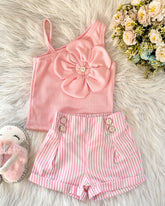 Pink Strap Top and Shorts Set