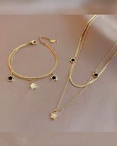 Double-Layered Star Shaped Bracelet & Necklace