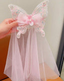 1pc Girls Fairy-Style Colorful Pearl Puff Tulle Bow Ribbon Hair Clip (3 Colors)
