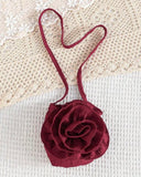 Kids Girls Burgundy Floral Romper Set with Crossbody Bag