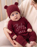 Newborn Baby Autumn Meroon Comfortable Romper + Hat