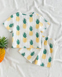 Baby Boy cute Pineapple Print 2PC Summer Set – Half Sleeve T-Shirt & Shorts