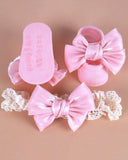 3pcs/Set Newborn Korean Style Baby Socks & Headbands Set