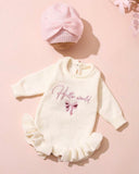2pcs Set Knitting Newborn Girl Ruffle Romper with Turban Hat