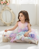 Girls Premium Rainbow Fluffy Layered Tulle Dress