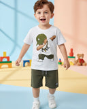 2pcs Boy Graphic Print Short Sleeve T-Shirt And Shorts