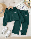 Baby Girl Green Knit Hooded Jacket & Pants Setr