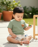 Baby Boy Bear Green Ribbed Summer Set