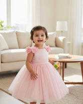 Baby Girls’ Pink Embroidered Satin Princess Dress