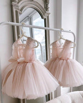 Baby Girls Pink Sequin Flower Mesh Party Princess Gown