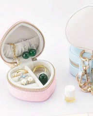Portable Heart-Shaped Jewelry Storage Box With Keychain
