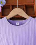 Girls’ Purple Summer Ruffled Sleeve Bow-Tie Butterfly Print Dress