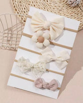 5pcs/Set Beige Baby Girl Flower & Bow Decor Headbands
