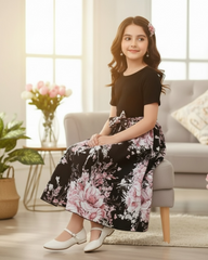 Sweet Black & Pink Floral Patchwork Dress – Summer Ready