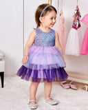 Baby Girl Mermaid Scale Patterned Multi Layer Mesh Ombre Dress