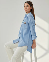 Oversized Shirt Jacket with Pockets – Long Sleeve