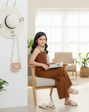 Tween Girls Brown Spaghetti Strap Jumpsuit