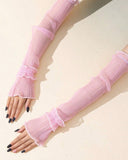 1 pair of Elegant Pleated Arm Sleeves for Women (Black, White, Purple, Grey, Pink)