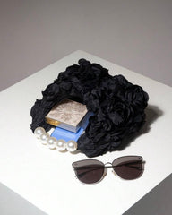 Black Floral Pop Pearl Bag for Elegant Women