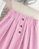 Girls Pink Bowknot Short Sleeve T-Shirt & Striped Maxi Skirt Set