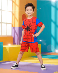 Simple Spiderman Costume Short Sleeve T-Shirt And Shorts Set