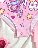 Girls Magical Unicorn Print One-Piece Swimsuit With Skirt