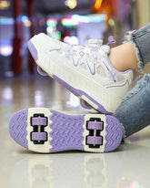 Girls’ White & Purple Convertible 4-Wheel Roller Skate Shoes