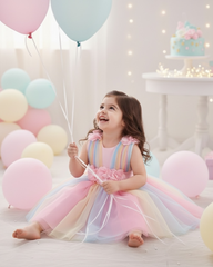 Girls’ Colorful 3D Floral Mesh Party Dress | Elegant Summer Occasion Dress