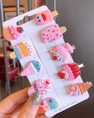 10pcs/Set Colorful Ice Cream Hair Clips For Girls