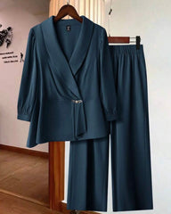 Women Blue Plus Size Co-Ord Set