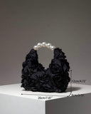 Black Floral Pop Pearl Bag for Elegant Women
